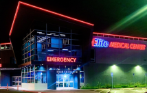 Exterior of Elite Medical Center at night