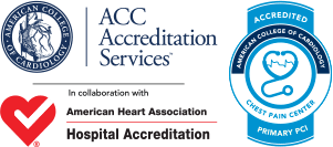 Logotipos de acreditación de PCI y centro de dolor torácico